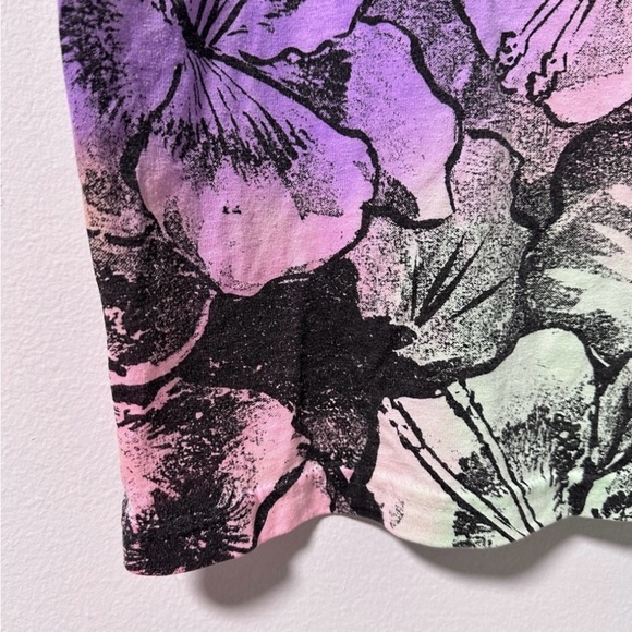 Vintage 80s/90s Land n Sea Tropical Hibiscus Tie Dye Tank Top Muscle Tee Vacay - Picture 8 of 12